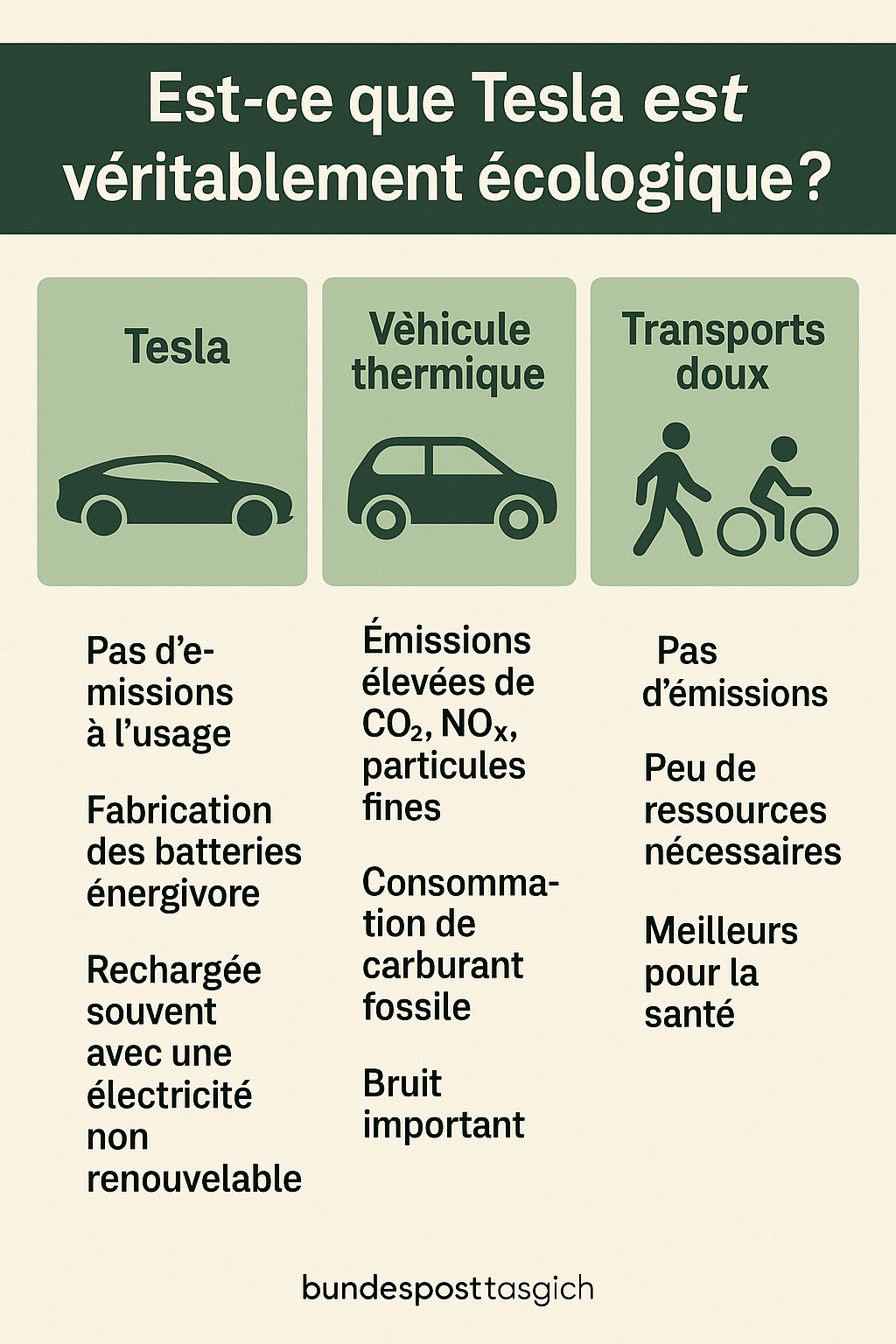 comparaison Tesla vehicule thermique